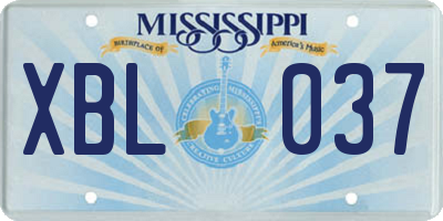 MS license plate XBL037