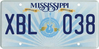 MS license plate XBL038