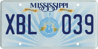 MS license plate XBL039