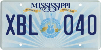 MS license plate XBL040