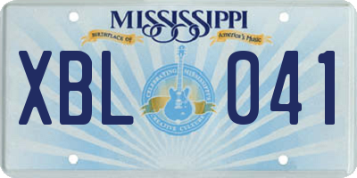 MS license plate XBL041