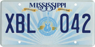 MS license plate XBL042