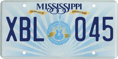 MS license plate XBL045