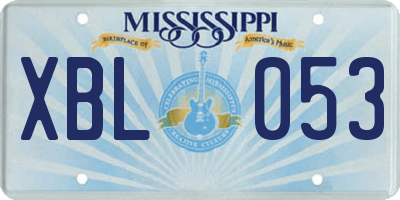 MS license plate XBL053
