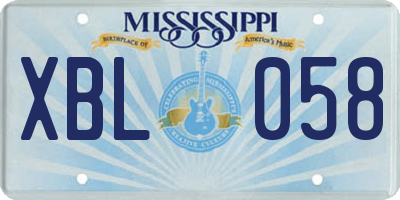 MS license plate XBL058