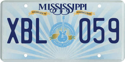MS license plate XBL059