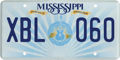 MS license plate XBL060
