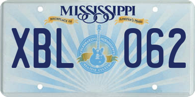 MS license plate XBL062