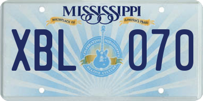 MS license plate XBL070