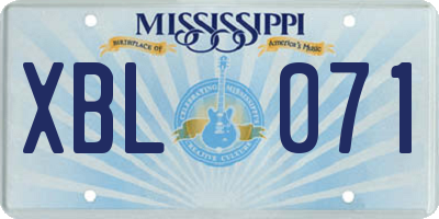 MS license plate XBL071