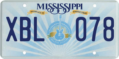 MS license plate XBL078