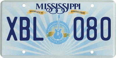 MS license plate XBL080