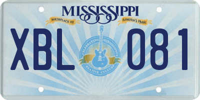 MS license plate XBL081
