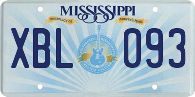 MS license plate XBL093
