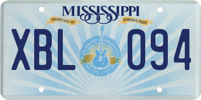 MS license plate XBL094