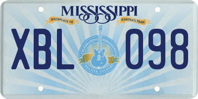 MS license plate XBL098