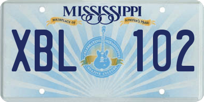 MS license plate XBL102