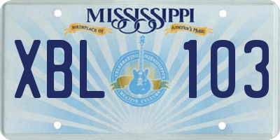 MS license plate XBL103