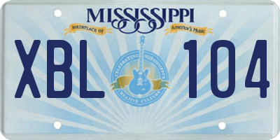 MS license plate XBL104