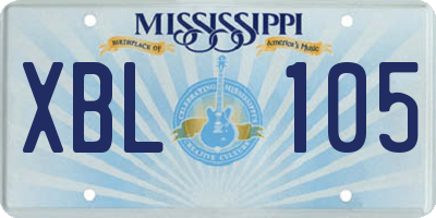 MS license plate XBL105