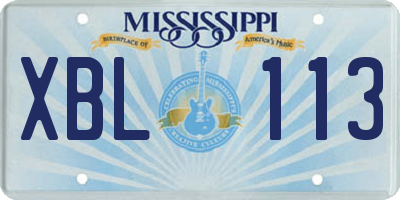 MS license plate XBL113