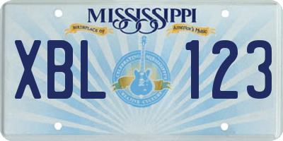 MS license plate XBL123