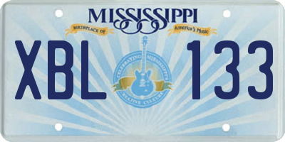 MS license plate XBL133