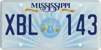MS license plate XBL143