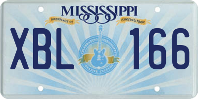 MS license plate XBL166