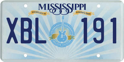 MS license plate XBL191