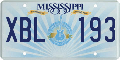 MS license plate XBL193
