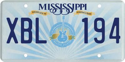 MS license plate XBL194