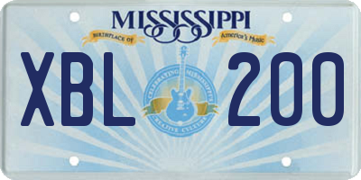 MS license plate XBL200