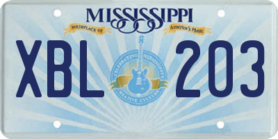 MS license plate XBL203