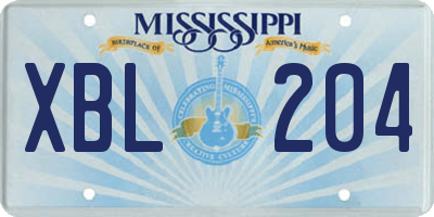 MS license plate XBL204