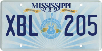 MS license plate XBL205