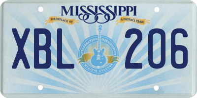 MS license plate XBL206