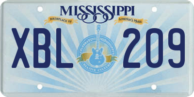 MS license plate XBL209