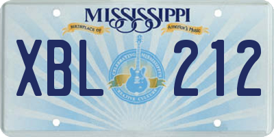 MS license plate XBL212