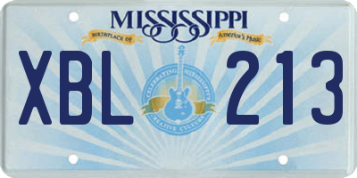 MS license plate XBL213