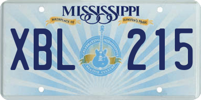 MS license plate XBL215