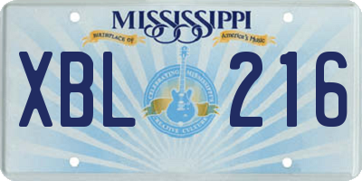 MS license plate XBL216