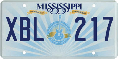 MS license plate XBL217