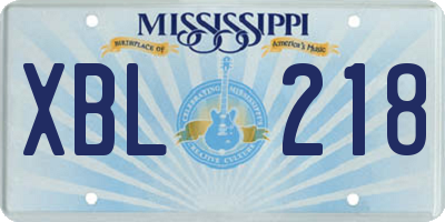 MS license plate XBL218