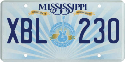 MS license plate XBL230