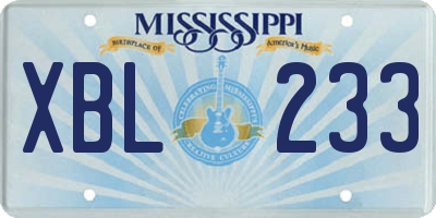 MS license plate XBL233
