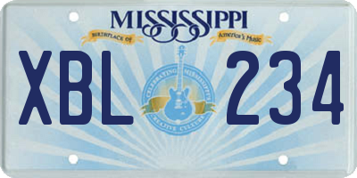 MS license plate XBL234