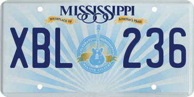 MS license plate XBL236