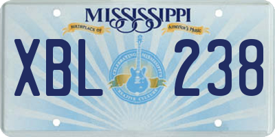MS license plate XBL238
