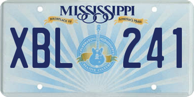 MS license plate XBL241